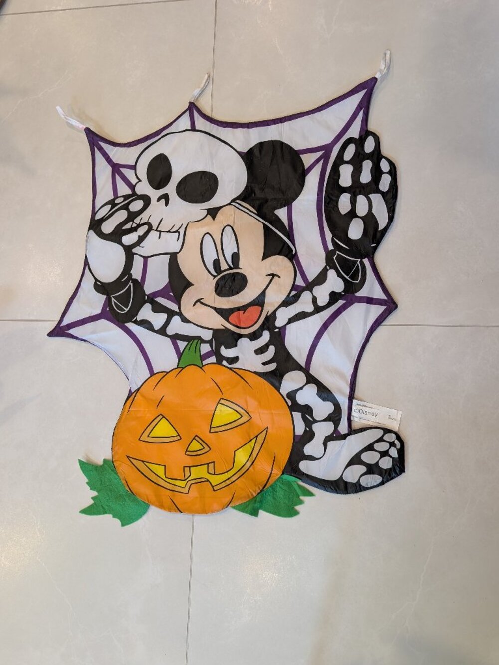 Gemmy Disney Halloween Mickey Skeleton Fabric Wall Hanging Decoration